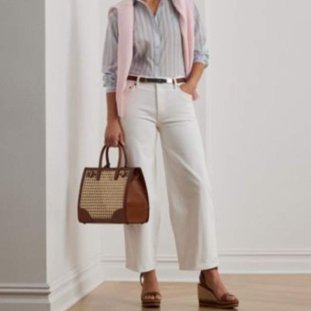 Lauren Ralph Lauren White high rise crop wide leg 6 12 14 16